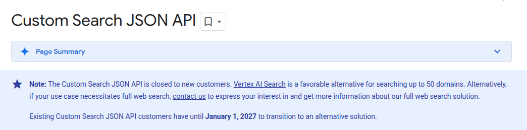 Google Search API removed